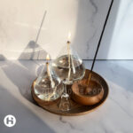 شمع پیرکس با سینی چوبی