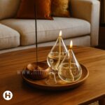 شمع پیرکس با سینی چوبی