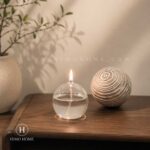 شمع پیرکس حبابی شیشه‌ای قطر 8 سانتی‌متر مناسب دکوراسیون مدرن