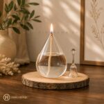 شمع پیرکس اشکی کوچک قطر 9 سانت با طراحی مینیمال و شیشه مقاوم پیرکس