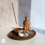 گلدان و جاعودی چوب گردو در ست دکور رومیزی مانا