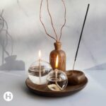 ست شمع پیرکس و اکسسوری چوب گردو برای دکور منزل